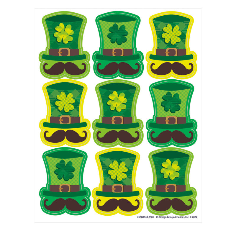 EUREKA - St. Pat's Hats Giant Stickers, 36 Per Pack, 12 Packs