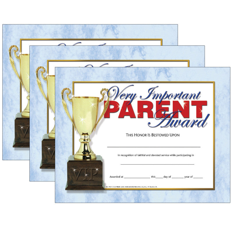 HAYES PUBLISHING - Very Important Parent Award, 8.5" x 11", 30 Per Pack, 3 Packs
