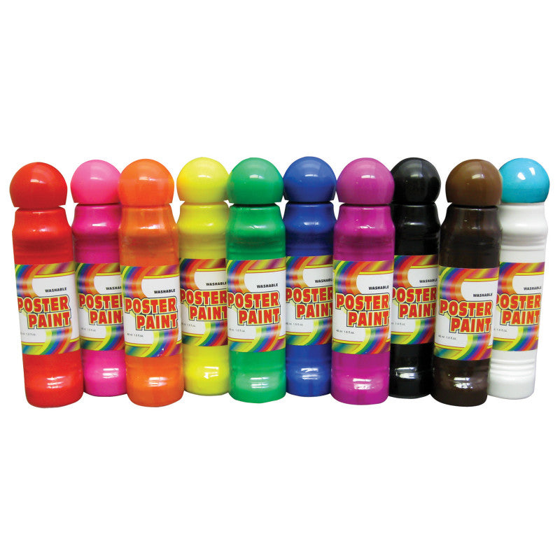 CRAFTY DAB - Poster Paint, Assorted Colors, 48 ml each, Pack of 10
