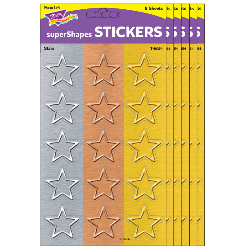 TREND - I ♥ Metal Stars superShapes Stickers - Large, 120 Per Pack, 6 Packs