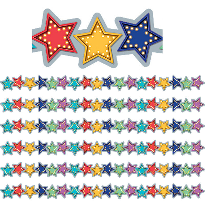 TEACHER CREATED RESOURCES - Marquee Stars Die-Cut Border Trim, 35 Feet Per Pack, 6 Packs
