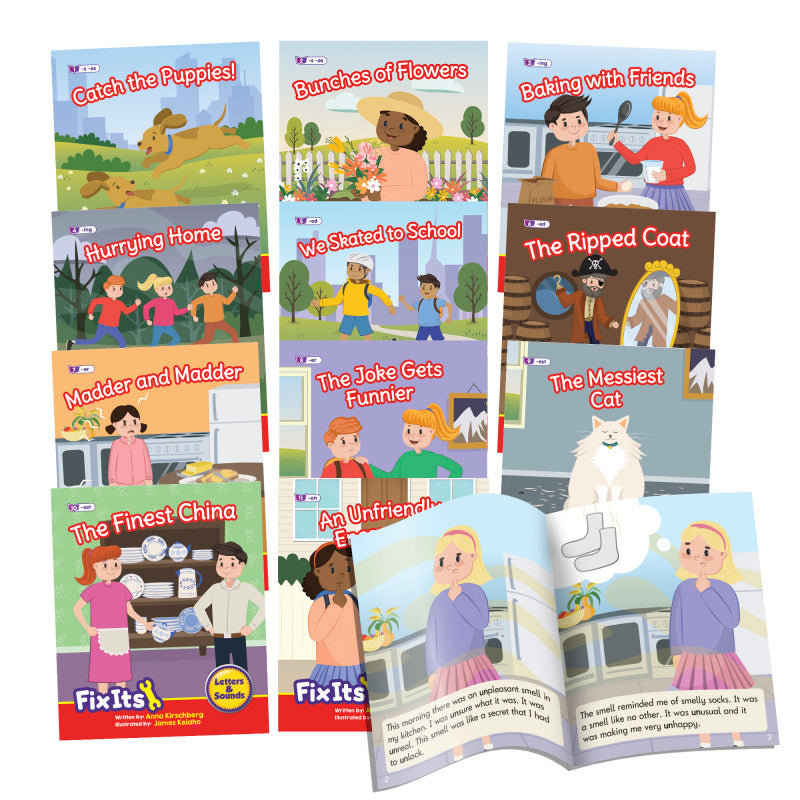 BEANSTALK BOOKS - Fix Its Decodable Readers Suffixes Fiction Phase 6, Set of 12