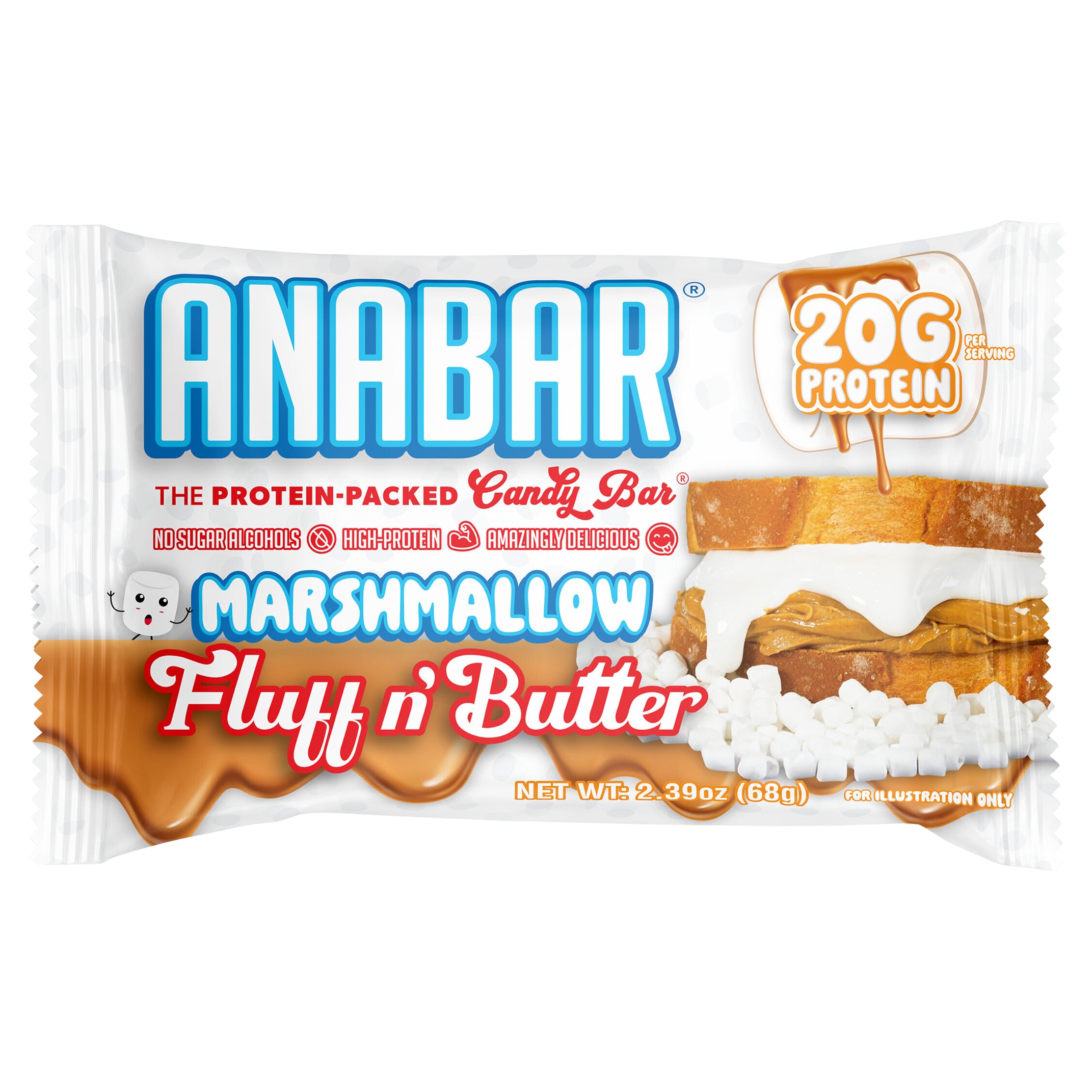 Anabar Fluff N' Butter Marshmallow Candy Bar 2.39 oz - Case of 12