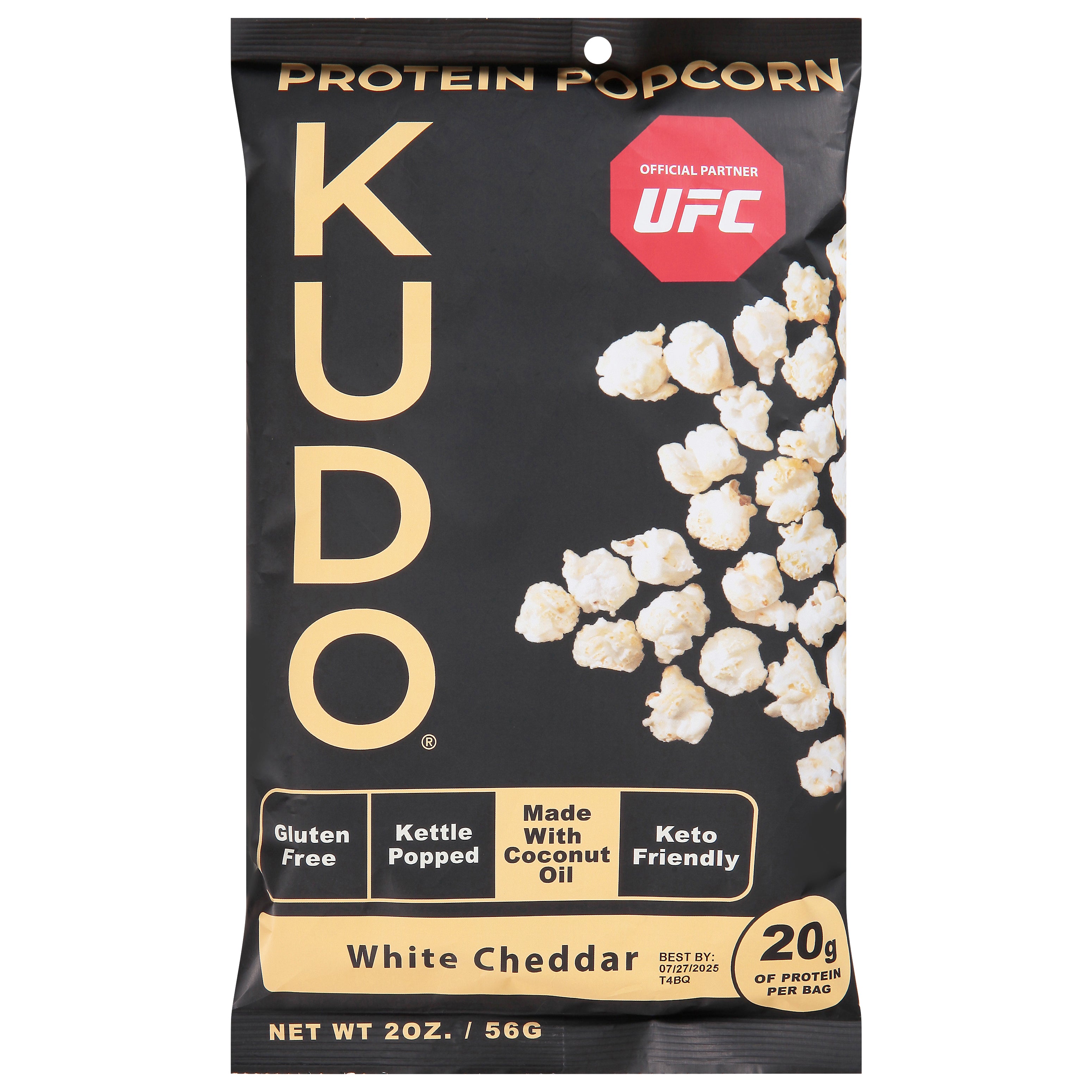 Kudo White Cheddar Protein Popcorn 2 oz - Case of 12