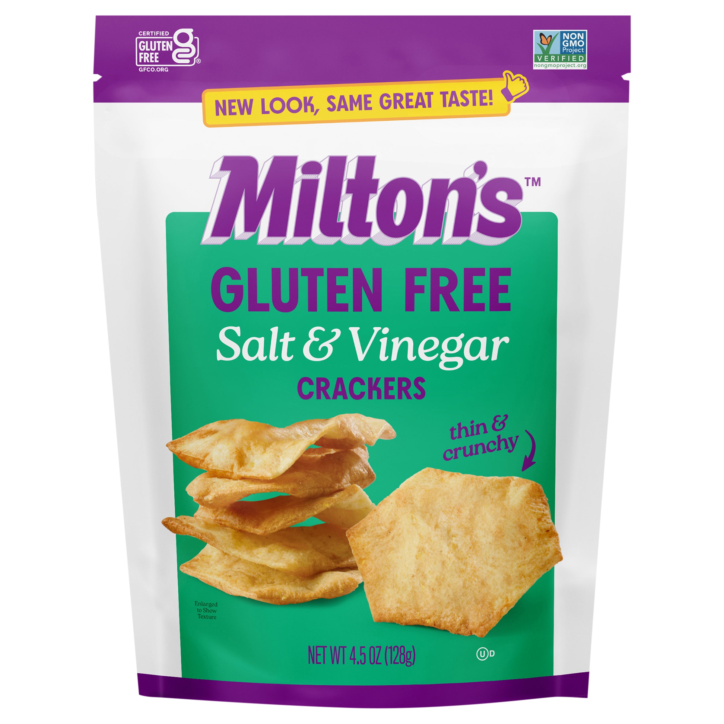 Milton's Gluten Free Crackers - Salt & Vinegar, 4.5oz - Case of 6