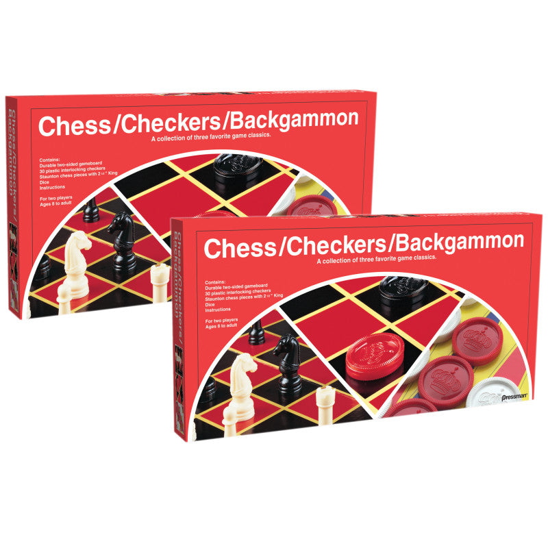 PRESSMAN - Chess/Checkers/Backgammon Board Game, Pack of 2