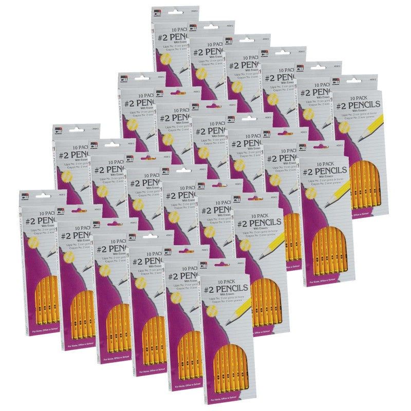 CHARLES LEONARD - No. 2 Pencil with Eraser, 10 Per Pack, 24 Packs