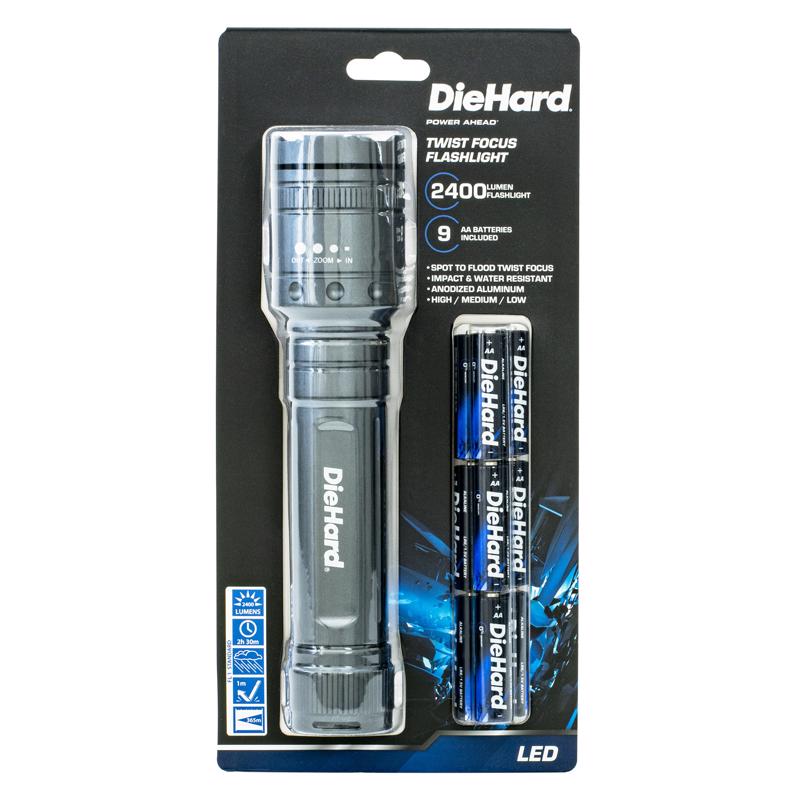 DORCY - Dorcy DieHard 2400 lm Gray LED Flashlight AA Battery