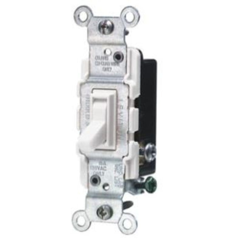 LEVITON - Leviton 15 amps Three Pole 3-Way Antimicrobial Treated Toggle Switch White 1 pk