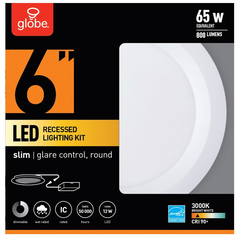 GLOBE ELECTRIC - Globe Electric Ultra Slim Energy Star Frost White 6 in. W Metal LED Canless Recessed Downlight 12 W [91500]