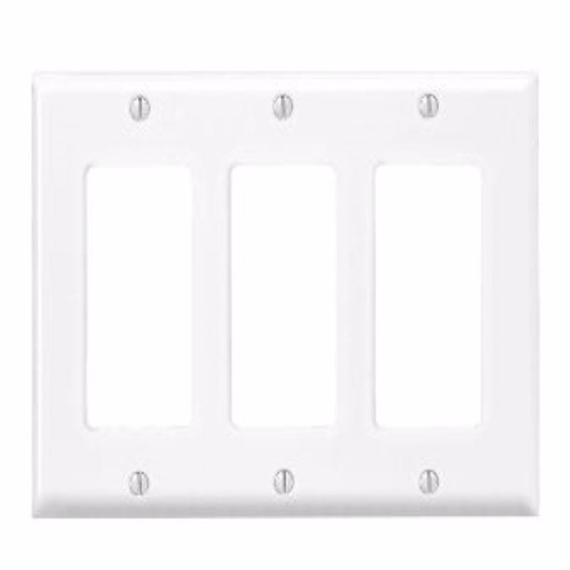 LEVITON - Leviton Antimicrobial Powder Coated White 3 gang Thermoset Plastic Decorator Wall Plate 1 pk