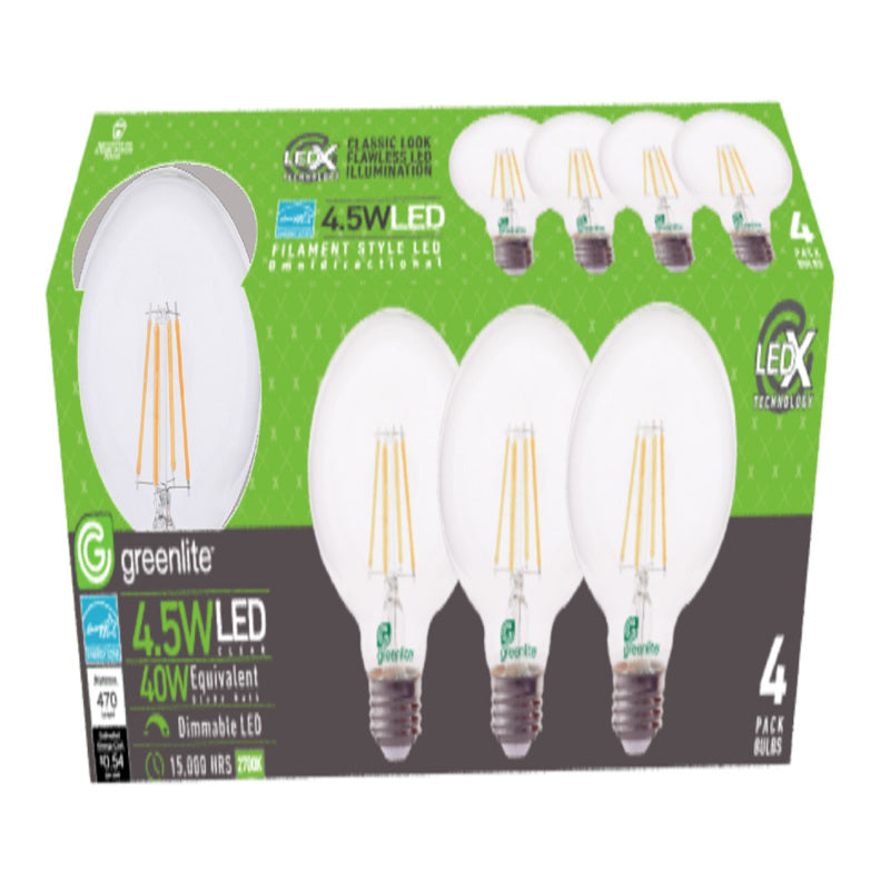 GREENLITE - Greenlite G25 E26 (Medium) Filament LED Bulb Soft White 40 Watt Equivalence 4 pk