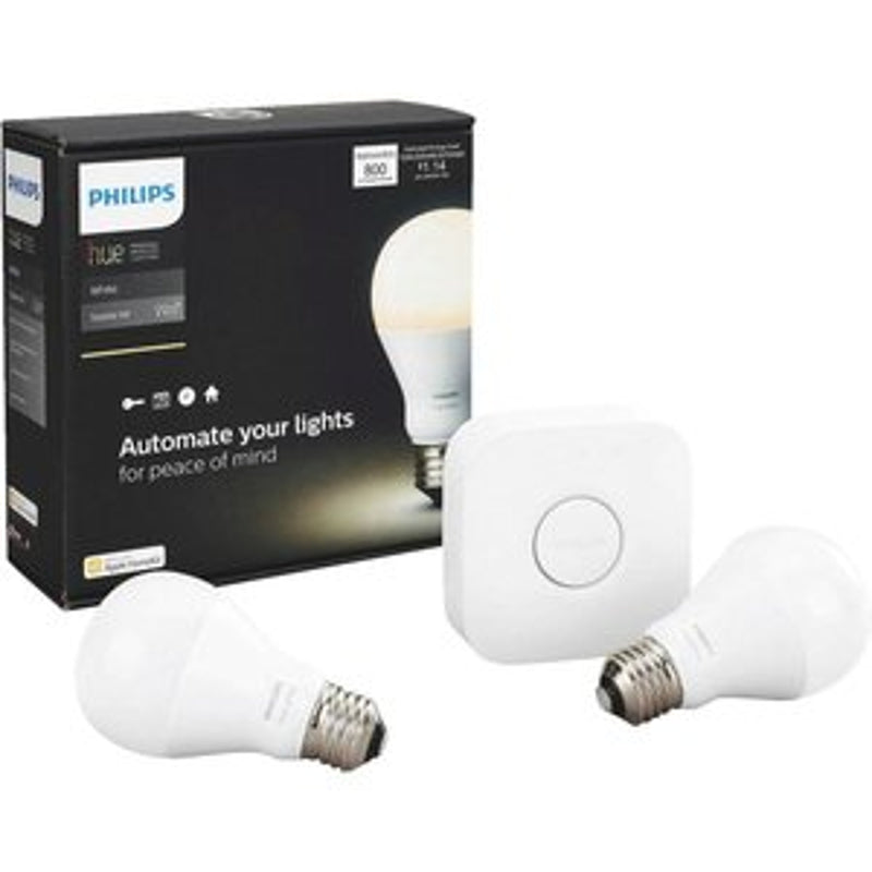 PHILIPS - Philips Hue A19 E26 (Medium) LED Smart Bulb Starter Kit Soft White 60 Watt Equivalence 2 pk