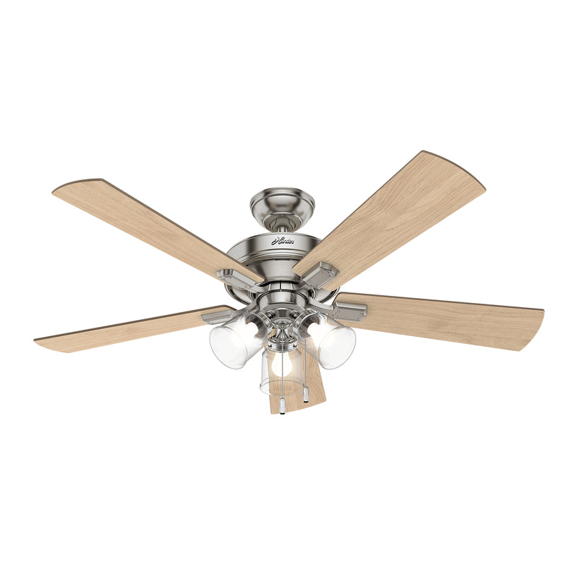 HUNTER - Hunter Crestfield 52 in. Brushed Nickel LED Indoor Ceiling Fan