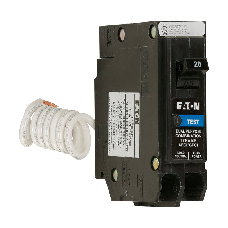 EATON - Eaton 20 amps Arc Fault/Ground Fault Single Pole Circuit Breaker w/Self Test