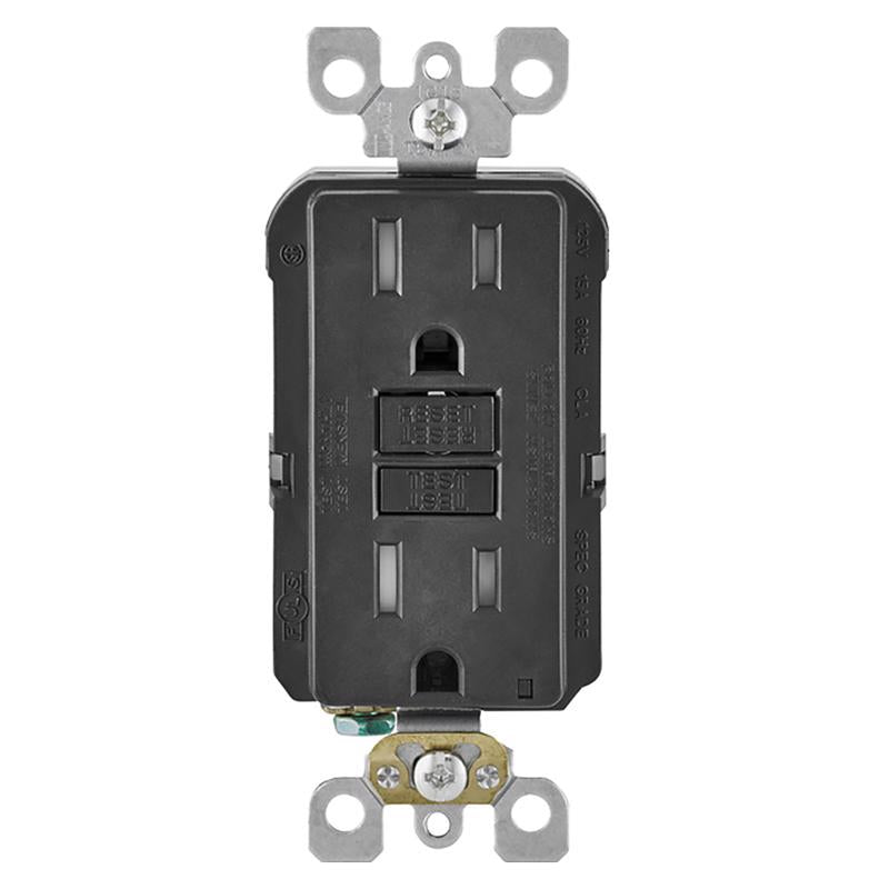LEVITON - Leviton SmartlockPro 15 amps 125 V Duplex Black GFCI Outlet 5-15R 1 pk [GFTR1-KE]