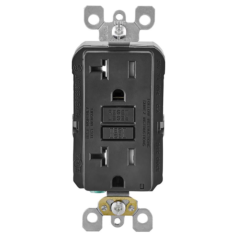LEVITON - Leviton SmartlockPro 20 amps 125 V Duplex Black GFCI Outlet 5-20R 1 pk