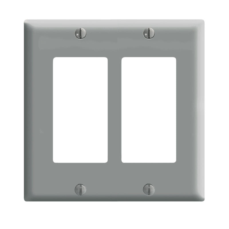 LEVITON - Leviton Decora Gray 2 gang Thermoset Plastic Decorator Wall Plate 1 pk