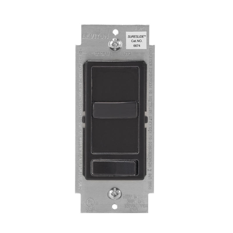 LEVITON - Leviton Decora SureSlide Black 600 W Slide Dimmer Switch 1 pk