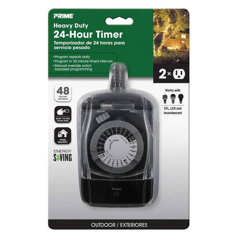 PRIME - Prime Outdoor Mechanical Timer 125 V Black