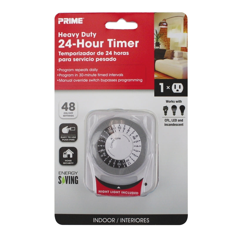 PRIME - Prime Indoor Mechanical Timer 125 V White [TNINL2412-RC]