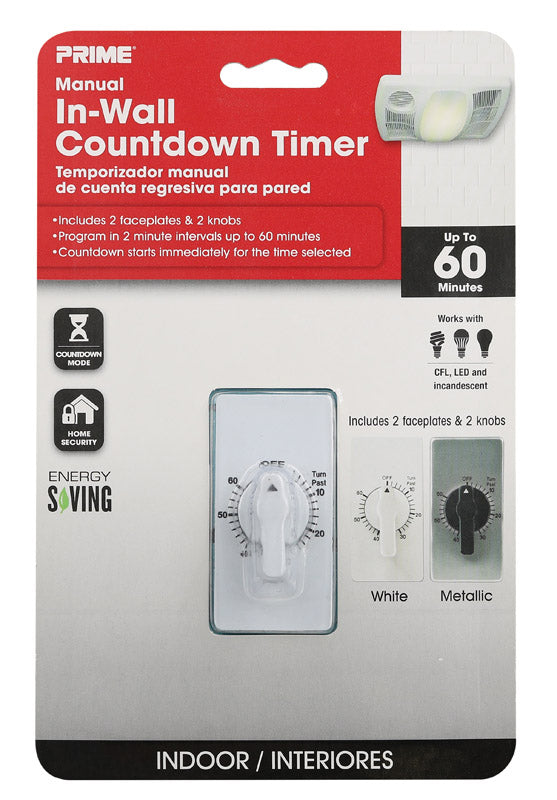 PRIME - Prime EZ-SET Indoor In Wall Countdown Timer 125 V White