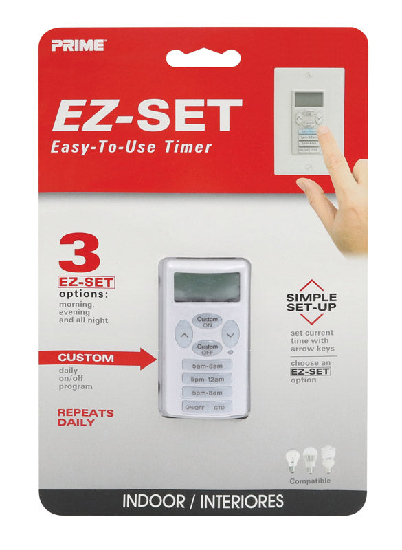 PRIME - Prime EZ-SET Indoor Digital In Wall Timer 125 V White