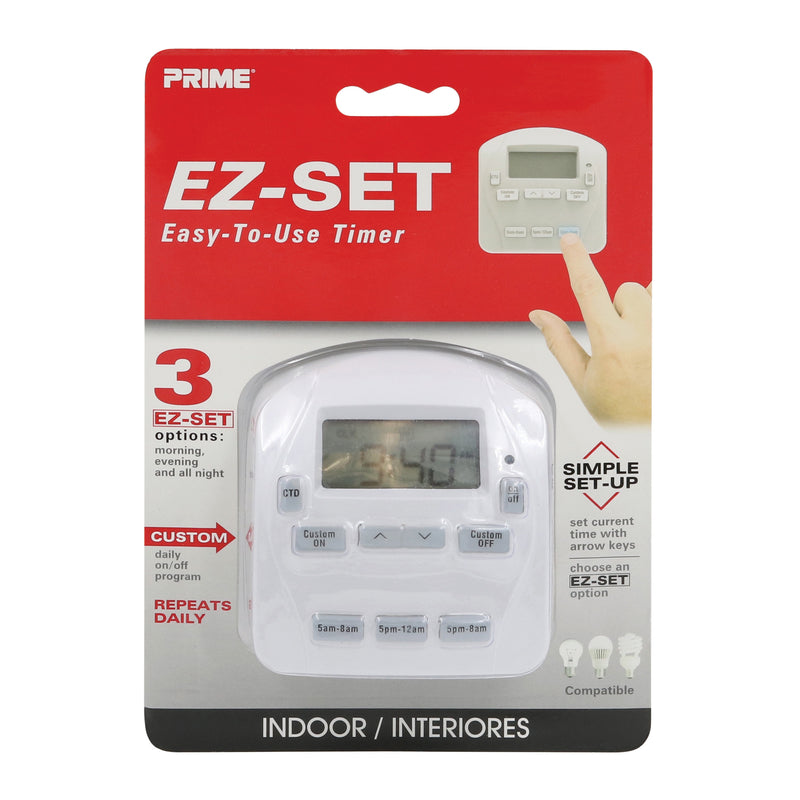 PRIME - Prime EZ-SET Indoor Digital Timer 125 V White