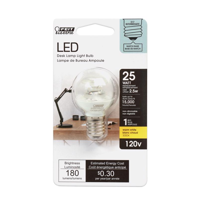 FEIT - Feit LED S11 E17 (Intermediate) LED Bulb Warm White 25 Watt Equivalence 1 pk