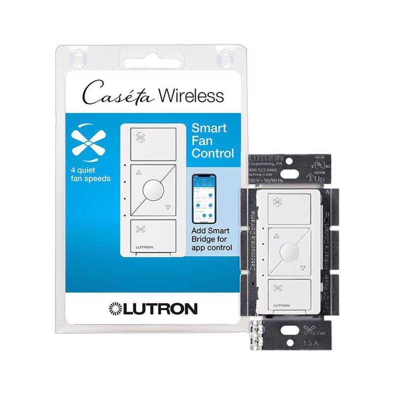 LUTRON - Lutron Caseta 1.5 amps Single Pole Wireless Fan Control White 1 pk