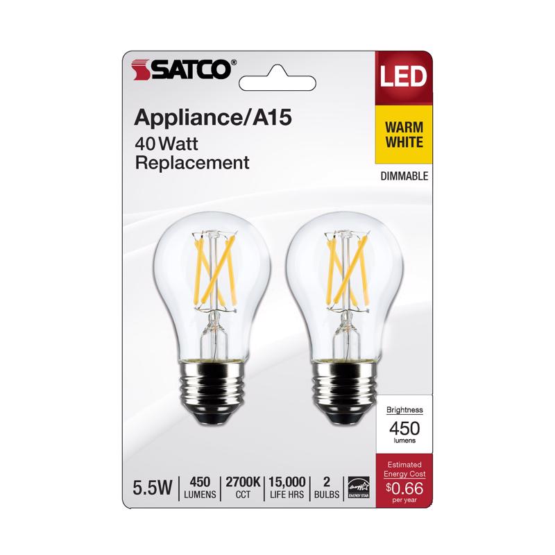 SATCO - Satco A15 E26 (Medium) Filament LED Bulb Warm White 40 Watt Equivalence 2 pk