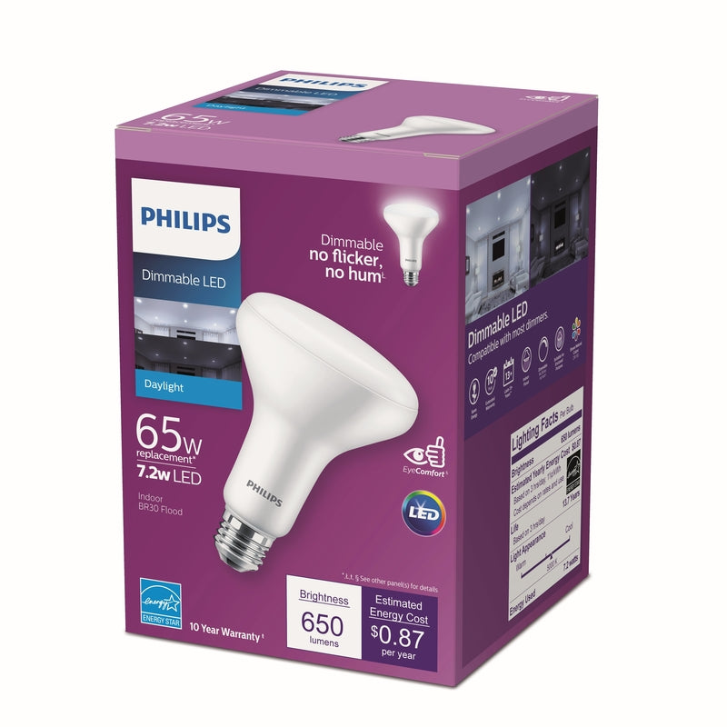 PHILIPS - Philips BR30 E26 (Medium) LED Floodlight Bulb Daylight 65 Watt Equivalence 1 pk