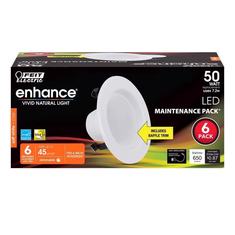 FEIT - Feit Enhance Soft White 4 in. W LED Dimmable Recessed Downlight 7.2 W