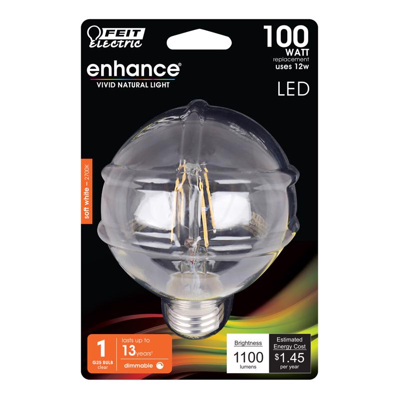 FEIT - Feit LED G25 E26 (Medium) Filament LED Bulb Soft White 100 Watt Equivalence 1 pk