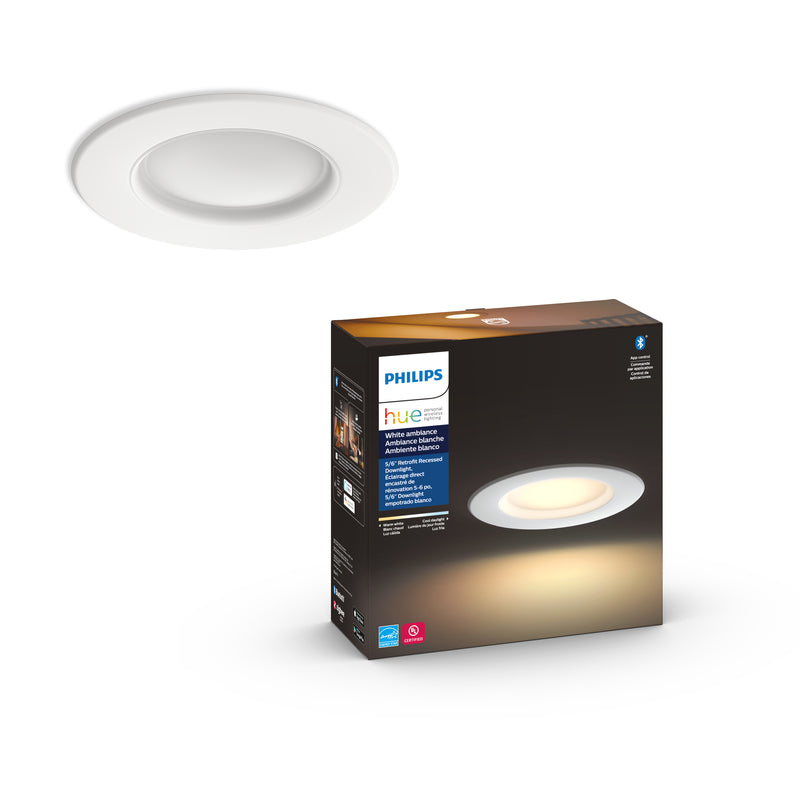 PHILIPS - Philips Hue Round E26 (Medium) Retrofit Kit White 65 Watt Equivalence 1 pk [5996411U5]