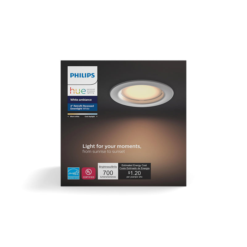 PHILIPS - Philips Hue Round E26 (Medium) Retrofit Kit White 65 Watt Equivalence 1 pk [5996311U5]