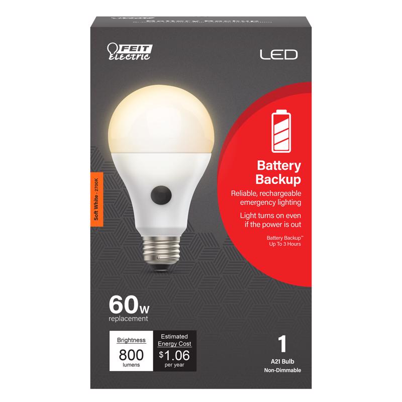 FEIT - Feit LED Intellibulb A21 E26 (Medium) LED Light Bulb Soft White 60 Watt Equivalence 1 pk