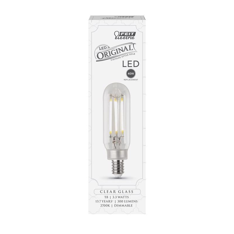 FEIT - Feit LED T8 E12 (Candelabra) LED Bulb Soft White 40 Watt Equivalence 1 pk