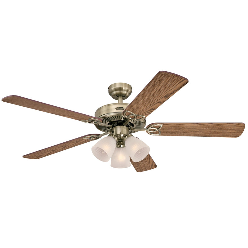 WESTINGHOUSE - Westinghouse Vintage 52 in. Antique Brass Brown Indoor Ceiling Fan