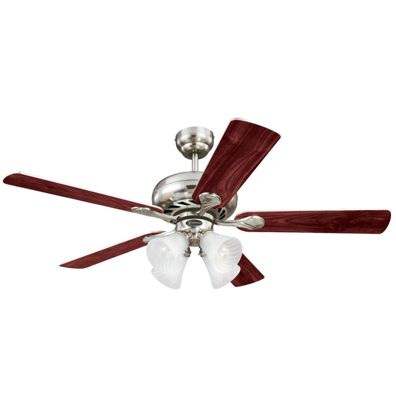 WESTINGHOUSE - Westinghouse Swirl 52 in. Brushed Nickel Brown LED Indoor Ceiling Fan