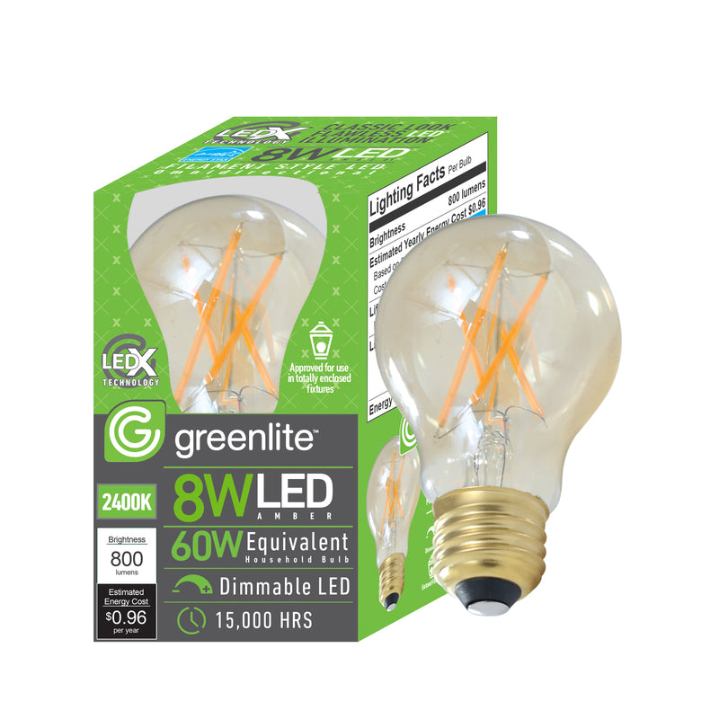 GREENLITE - Greenlite A19 E26 (Medium) LED Bulb Amber 60 Watt Equivalence 1 pk