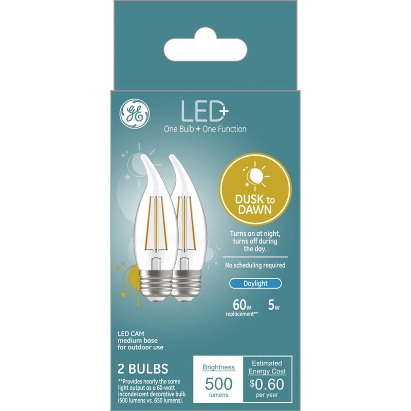 GE - GE LED+ CAM E26 (Medium) LED Dusk to Dawn Bulb Daylight 60 Watt Equivalence 2 pk