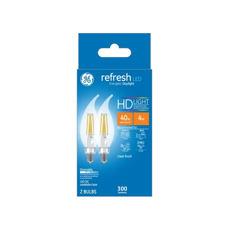 GE - GE Refresh CAC E12 (Candelabra) LED Bulb Daylight 40 Watt Equivalence 2 pk