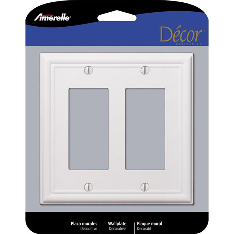 AMERELLE - Amerelle Chelsea White 2 gang Stamped Steel Decorator Wall Plate 1 pk