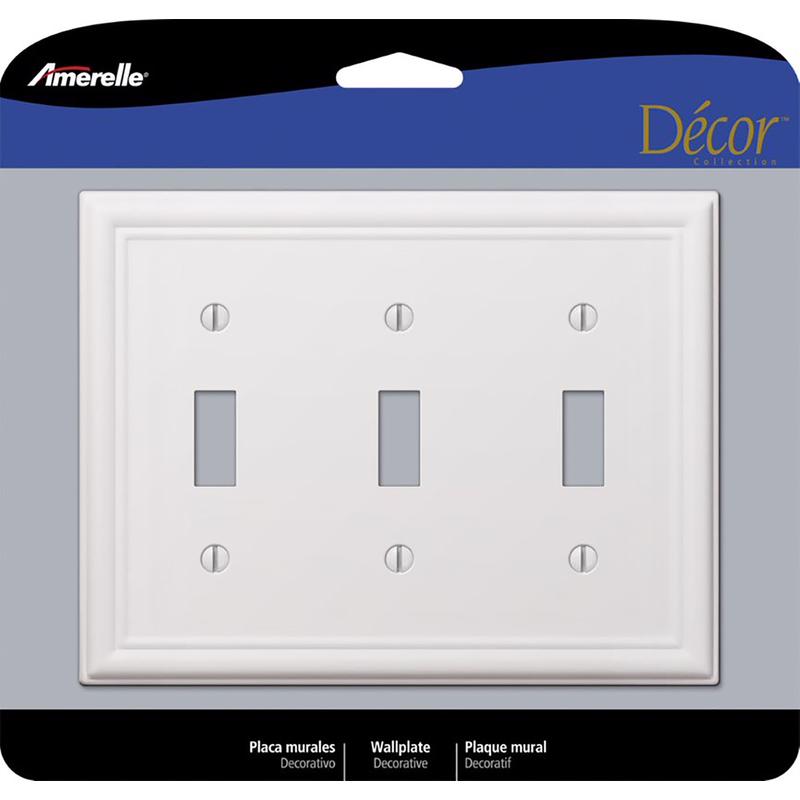 AMERELLE - Amerelle Chelsea White 3 gang Stamped Steel Toggle Wall Plate 1 pk