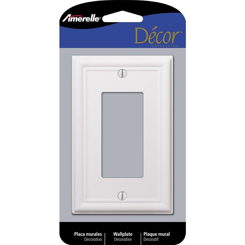 AMERELLE - Amerelle Chelsea White 1 gang Stamped Steel Decorator Wall Plate 1 pk