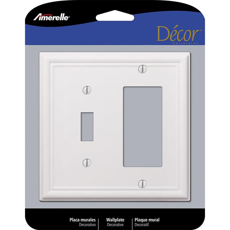 AMERELLE - Amerelle Chelsea White 2 gang Stamped Steel Decorator/Toggle Wall Plate 1 pk