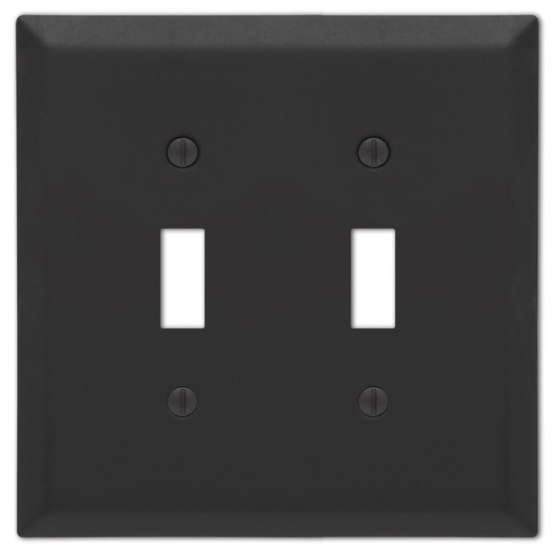 AMERELLE - Amerelle Century Matte Black 2 gang Stamped Steel Toggle Wall Plate 1 pk