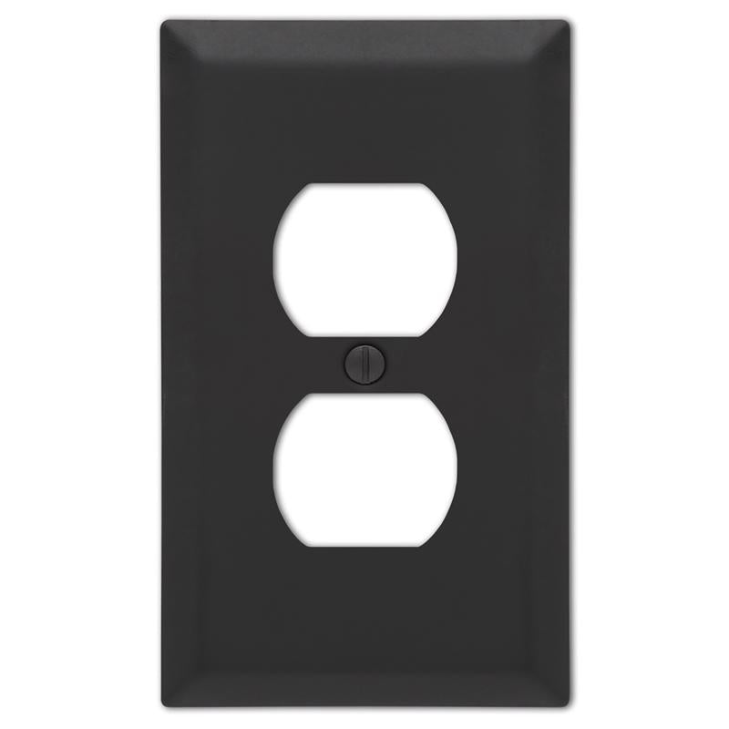 AMERELLE - Amerelle Century Matte Black 2 gang Stamped Steel Duplex Wall Plate 1 pk