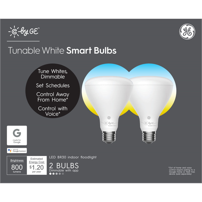 GE - GE BR30 E26 (Medium) LED Bulb Tunable White 60 Watt Equivalence 2 pk